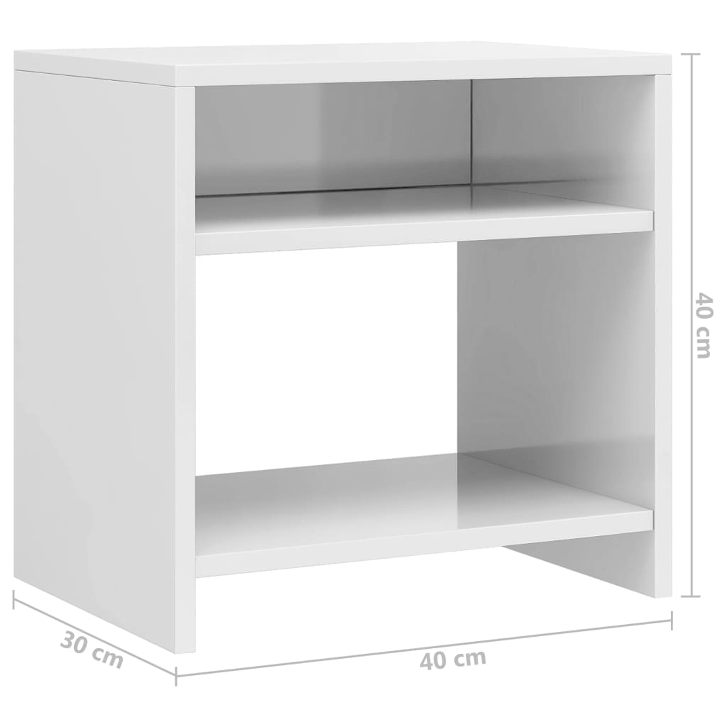 Bedside Cabinets 2 pcs High Gloss White 40x30x40 cm Engineered Wood