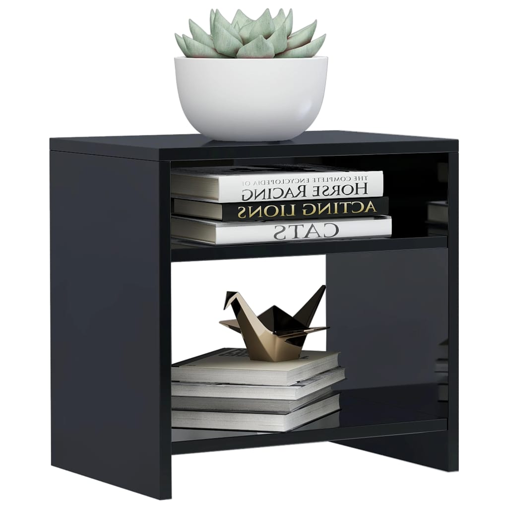 Bedside Cabinet High Gloss Black 40x30x40 cm Engineered Wood