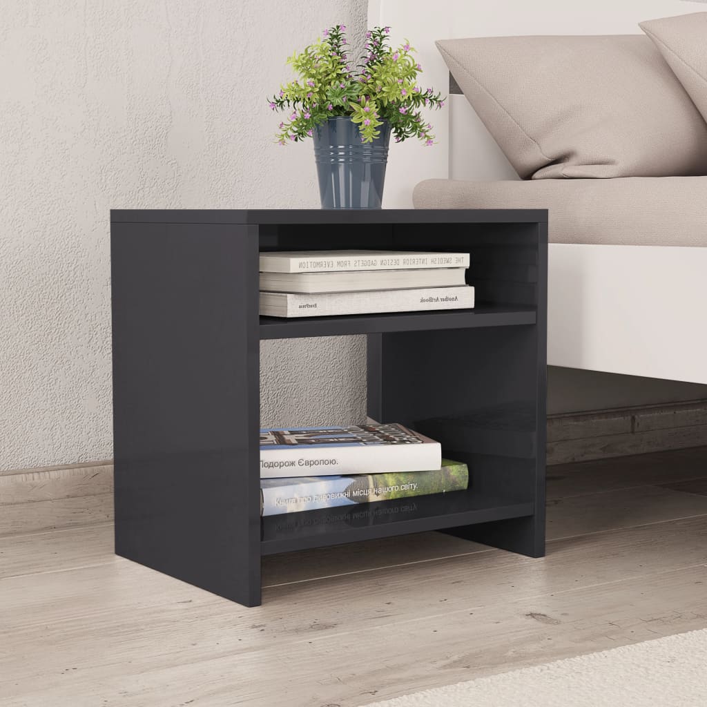 Bedside Cabinets 2 pcs High Gloss Grey 40x30x40 cm Engineered Wood