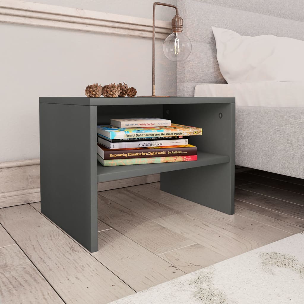 Bedside Cabinets 2 pcs Grey 40x30x30 cm Engineered Wood