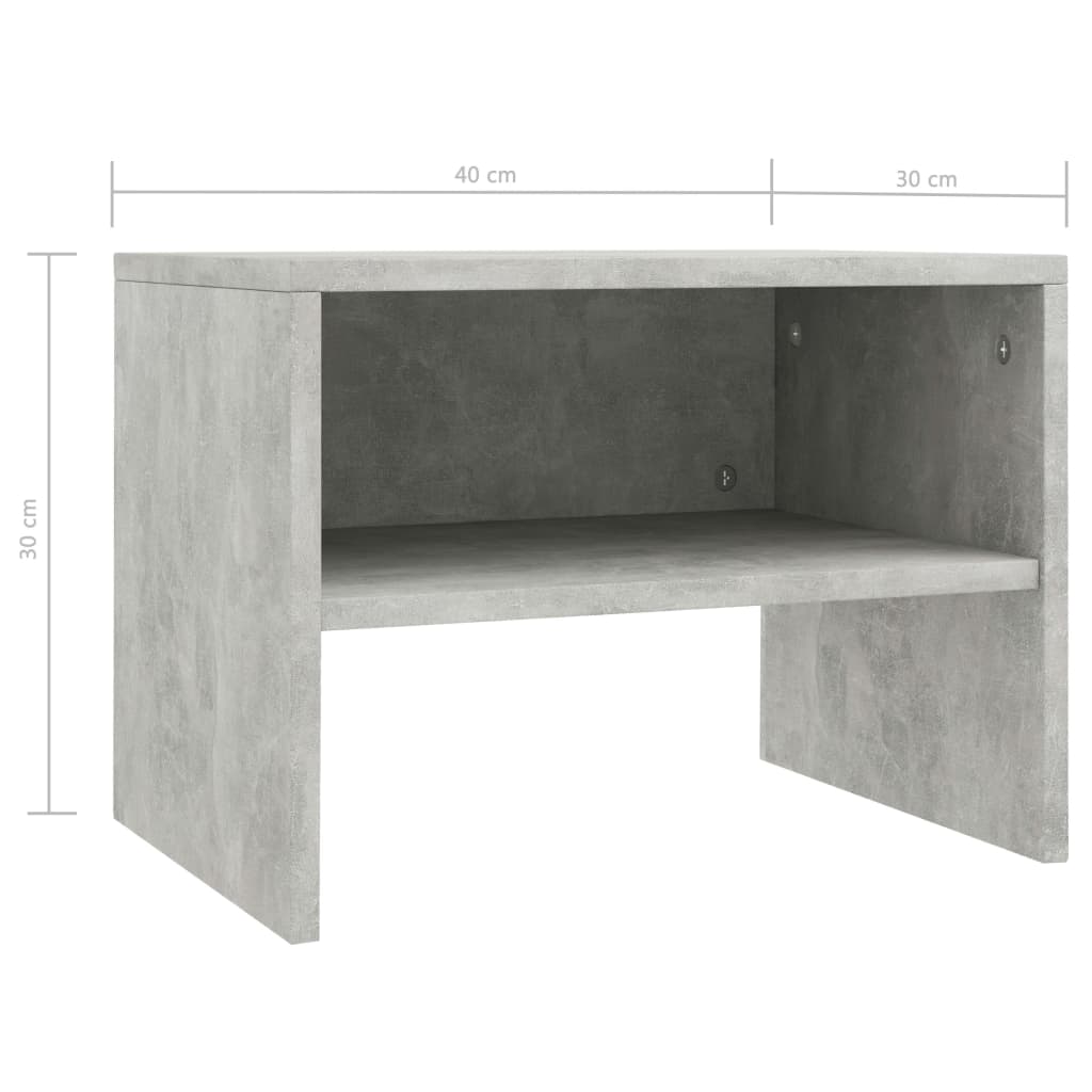 Bedside Cabinets 2 pcs Concrete Grey 40x30x30 cm Engineered Wood