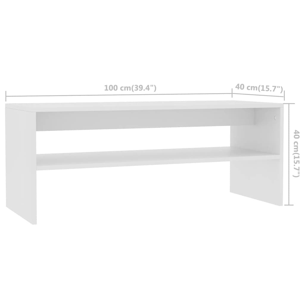 Coffee Table White 100x40x40 cm Engineered Wood