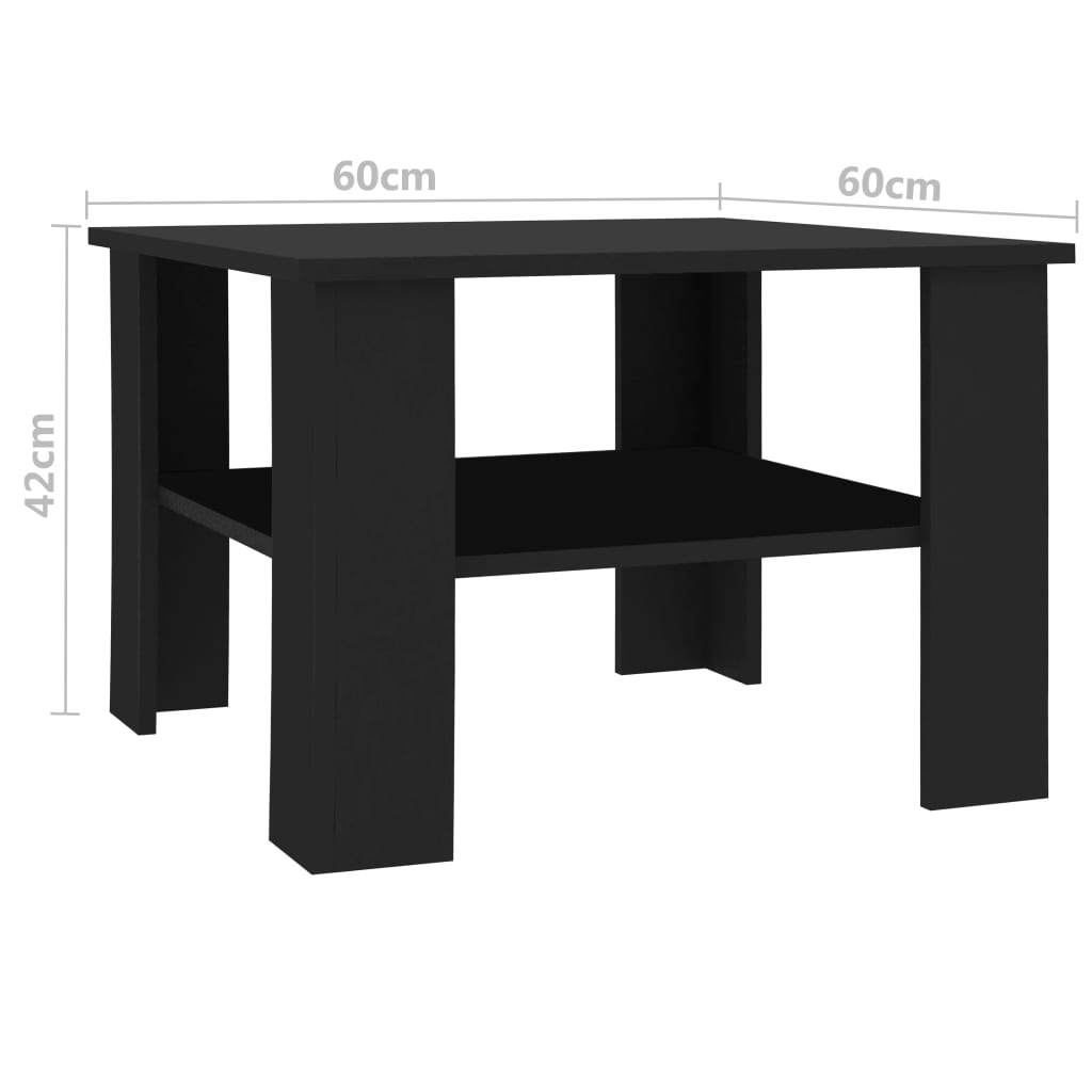 Coffee Table Black 60x60x42 cm Engineered Wood