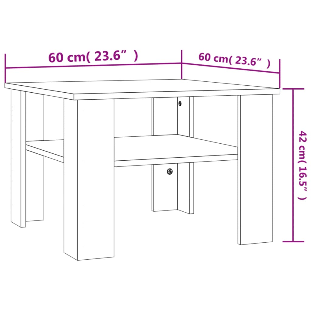 Coffee Table Concrete Grey 60x60x42 cm Engineered Wood