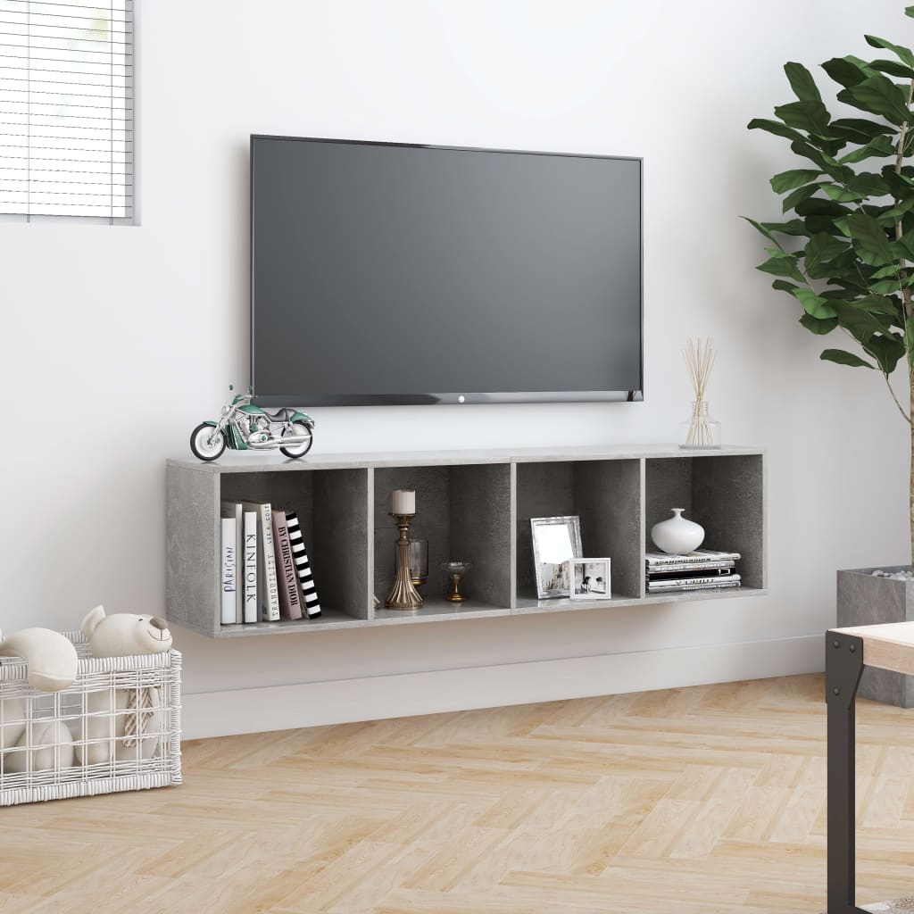 Book Cabinet/TV Cabinet Concrete Grey 143x30x36 cm