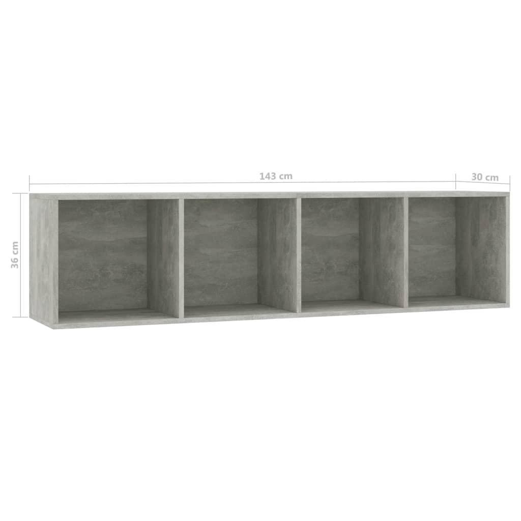 Book Cabinet/TV Cabinet Concrete Grey 143x30x36 cm