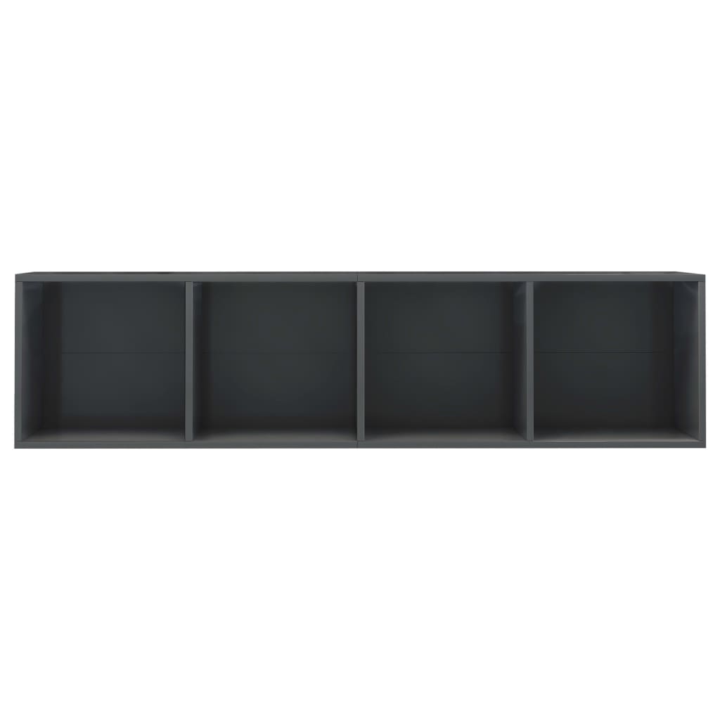 Book Cabinet/TV Cabinet High Gloss Grey 143x30x36 cm