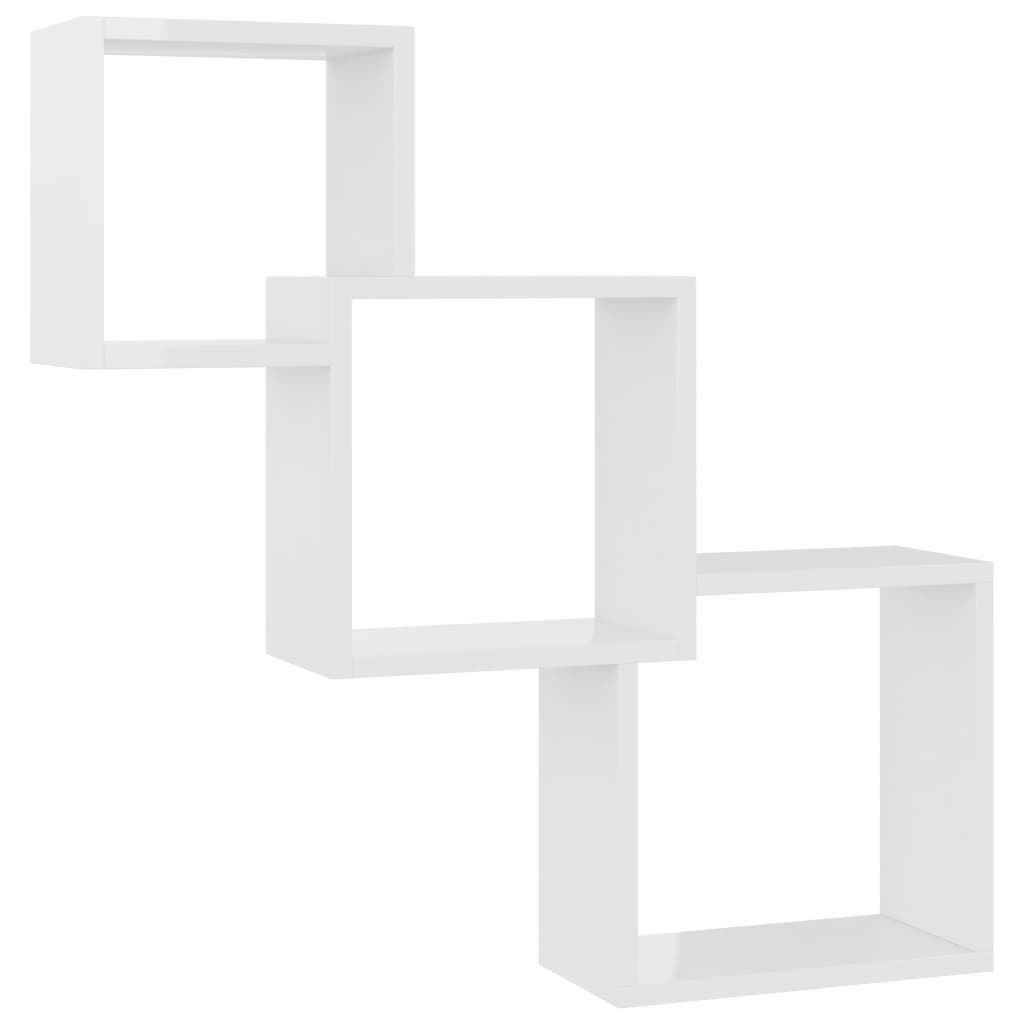 Cube Wall Shelves High Gloss White 68x15x68 cm Engineered Wood