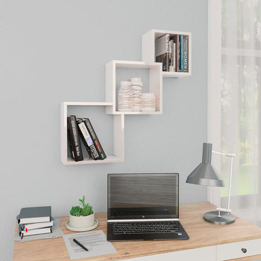 Cube Wall Shelves High Gloss White 68x15x68 cm Engineered Wood