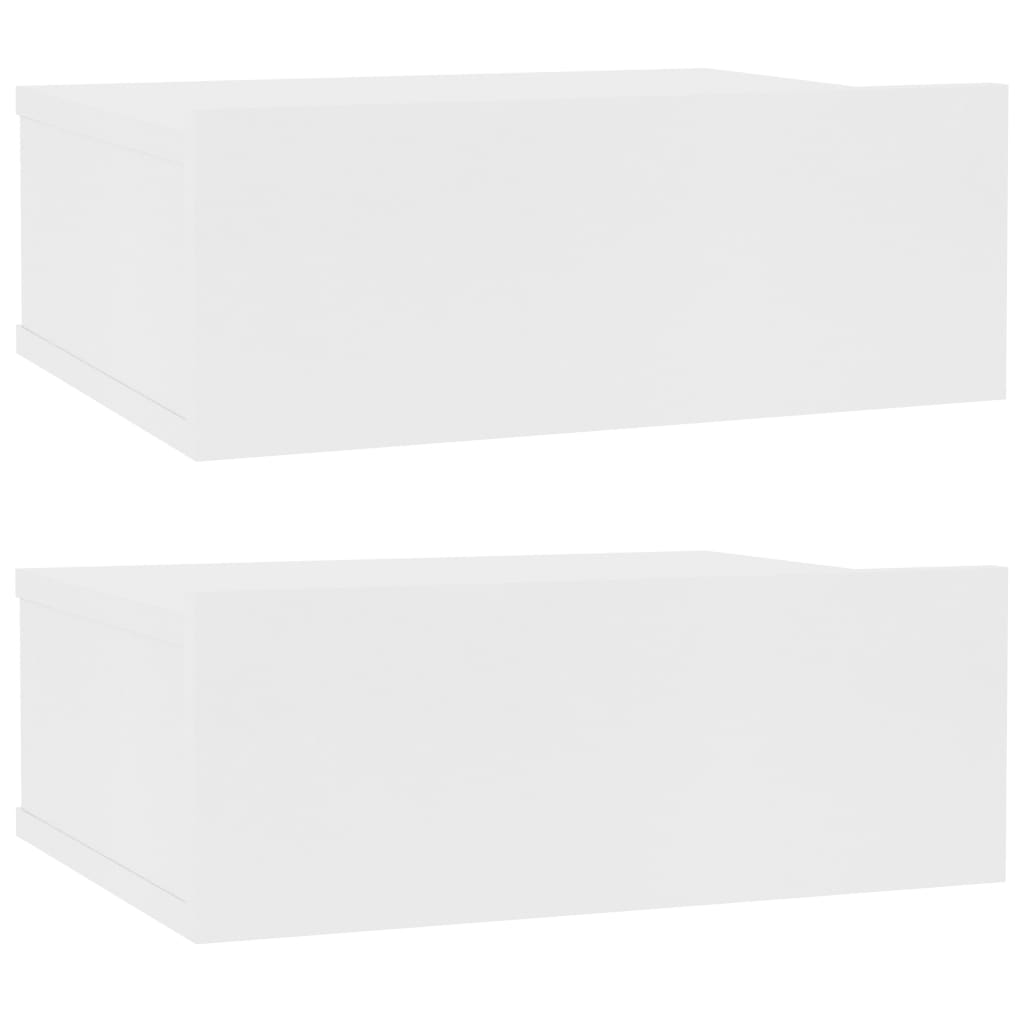 Floating Nightstands 2 pcs White 40x30x15cm Engineered Wood