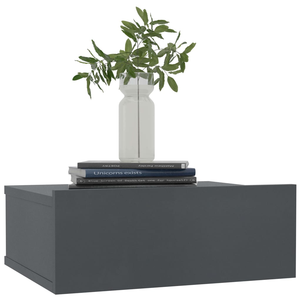 Floating Nightstand Grey 40x30x15 cm Engineered Wood