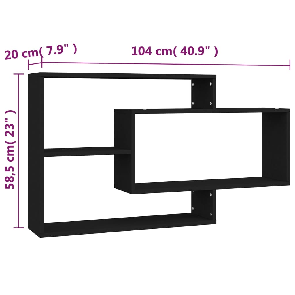 Wall Shelves Black 104x20x58.5 cm Engineered Wood