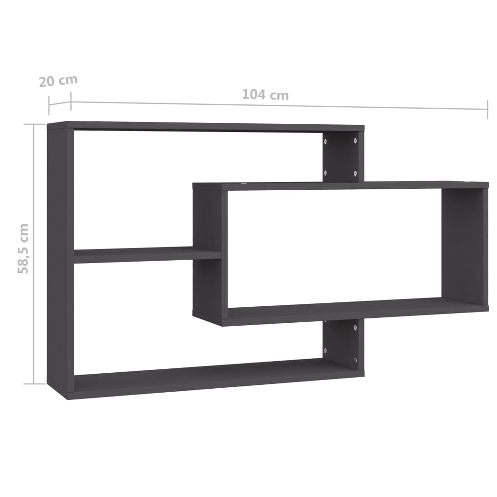 Wall Shelves Grey 104x20x58.5 cm Engineered Wood