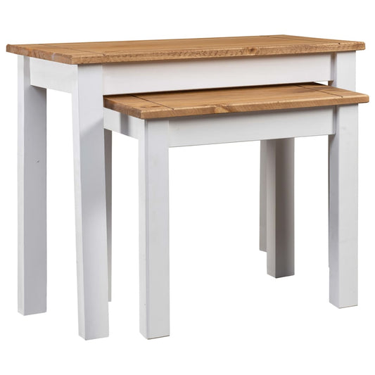 Nesting Tables 2 pcs White Solid Pine Wood Panama Range