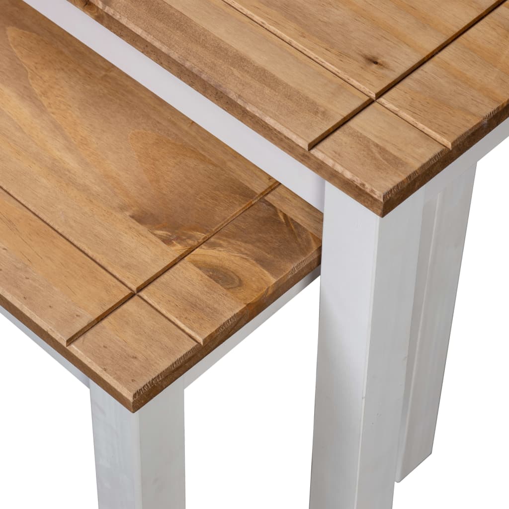 Nesting Tables 2 pcs White Solid Pine Wood Panama Range