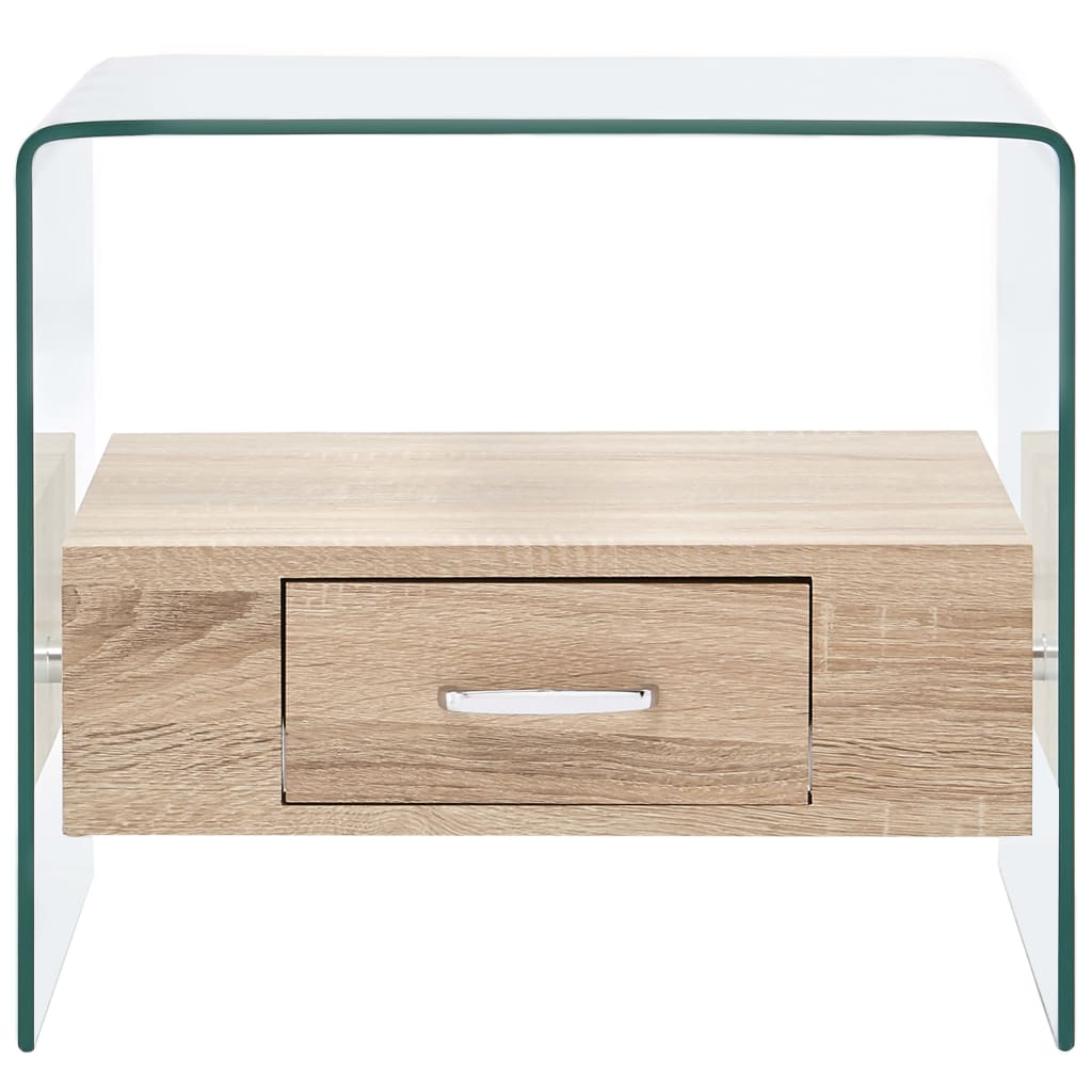 Coffee Table with Drawer 50x50x45 cm Tempered Glass