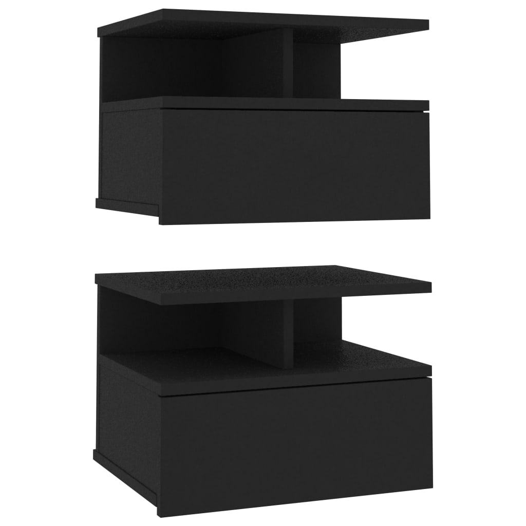 Floating Nightstands 2 pcs Black 40x31x27 cm Engineered Wood