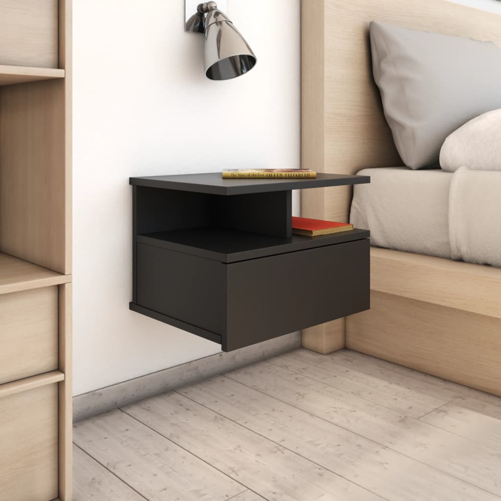 Floating Nightstands 2 pcs Black 40x31x27 cm Engineered Wood