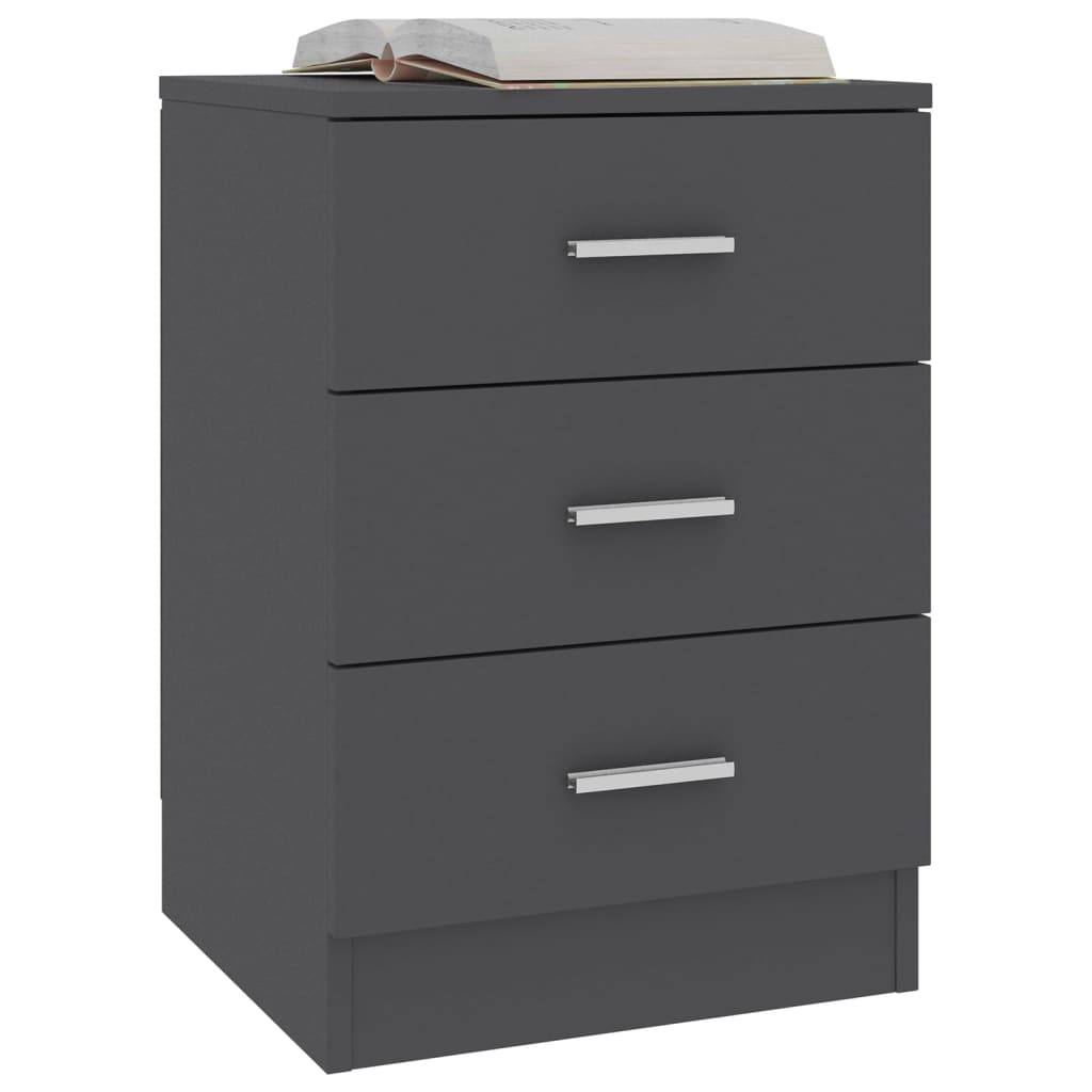 Bedside Cabinet Grey 38x35x56 cm Engineered Wood