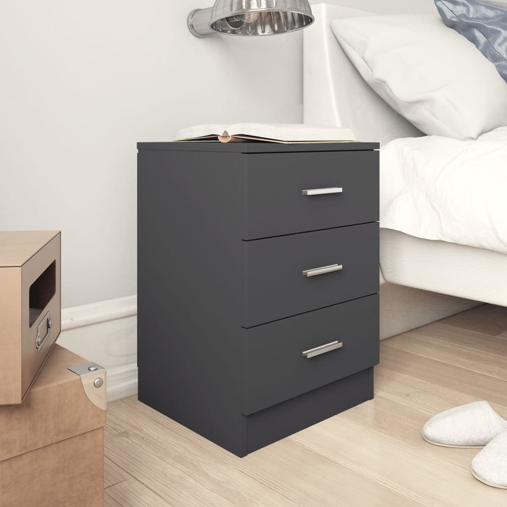 Bedside Cabinet Grey 38x35x56 cm Engineered Wood