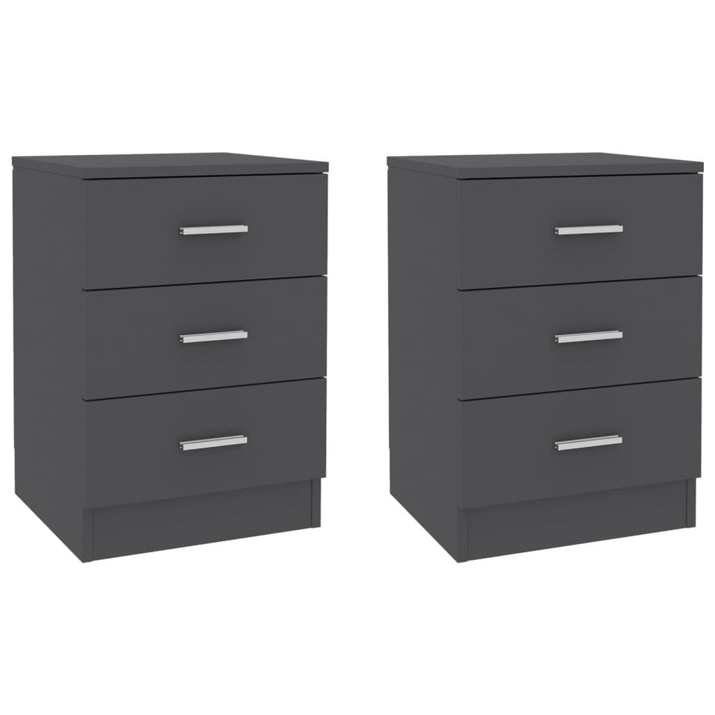 Bedside Cabinets 2 pcs Grey 38x35x56 cm Engineered Wood