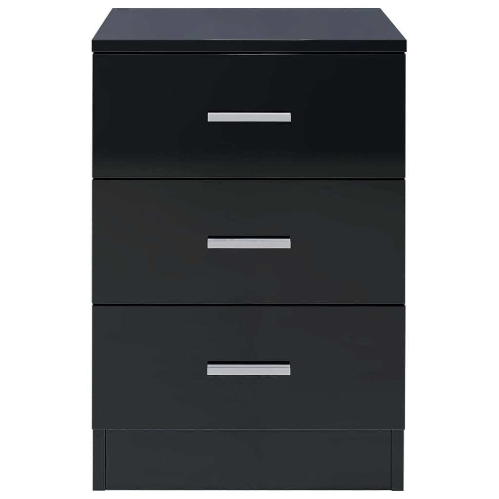 Bedside Cabinet High Gloss Black 38x35x56 cm Engineered Wood