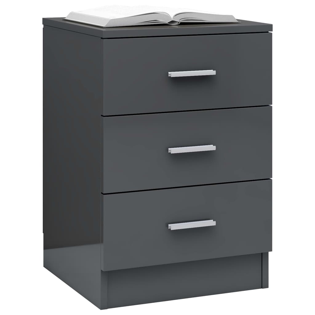 Bedside Cabinets 2 pcs High Gloss Grey 38x35x56 cm Engineered Wood