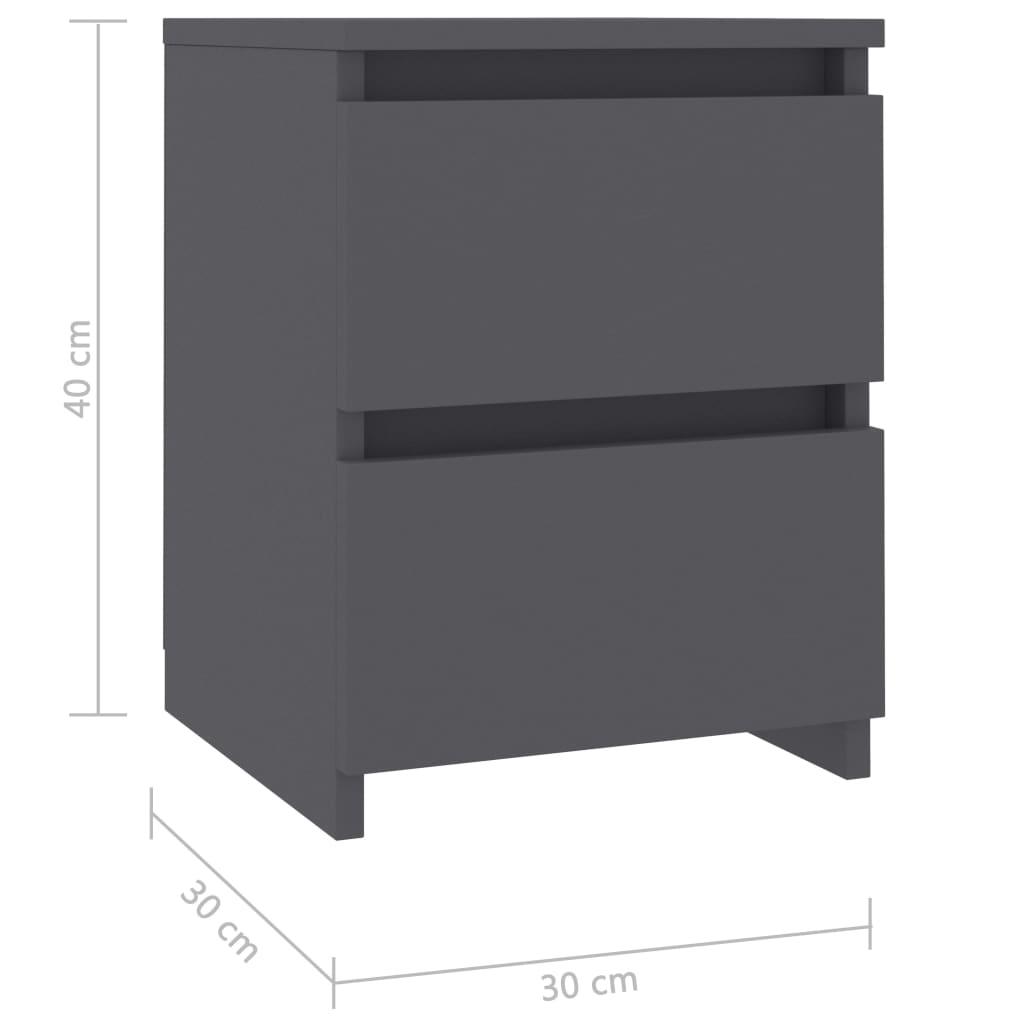 Bedside Cabinet Grey 30x30x40 cm Engineered Wood