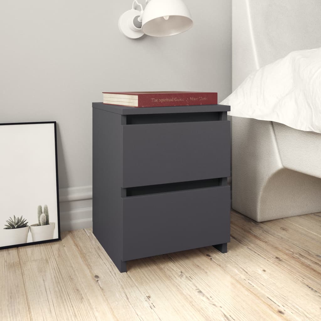 Bedside Cabinet Grey 30x30x40 cm Engineered Wood