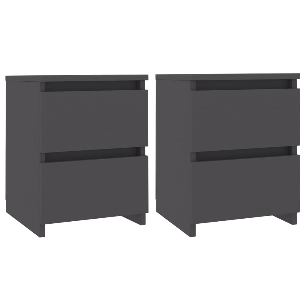 Bedside Cabinets 2 pcs Grey 30x30x40 cm Engineered Wood