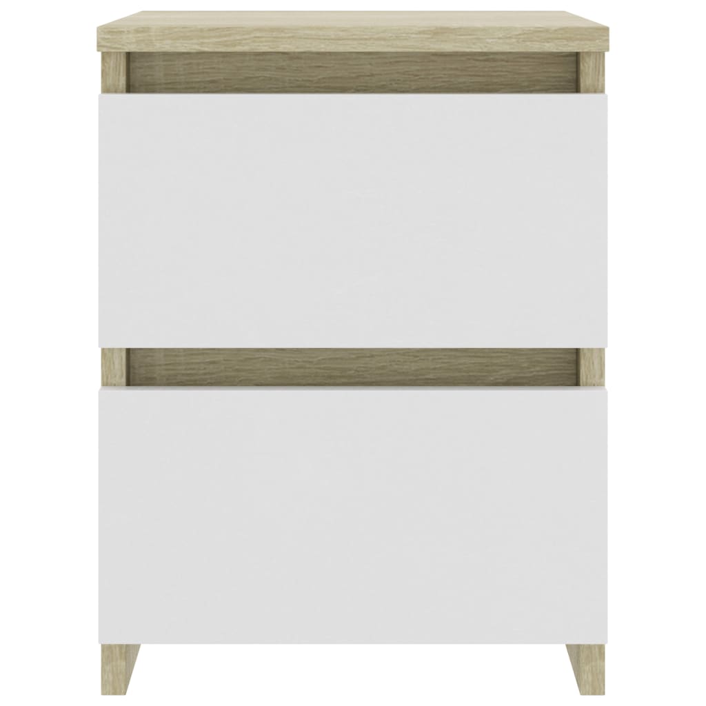 Bedside Cabinet White and Sonoma Oak 30x30x40 cm Engineered Wood