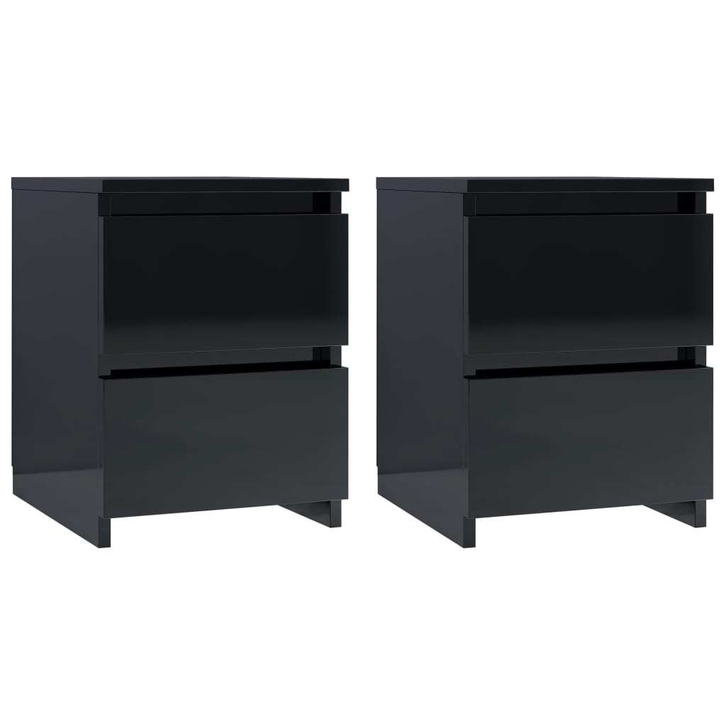 Bedside Cabinets 2 pcs High Gloss Black 30x30x40 cm Engineered Wood