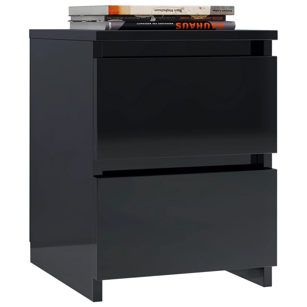 Bedside Cabinets 2 pcs High Gloss Black 30x30x40 cm Engineered Wood