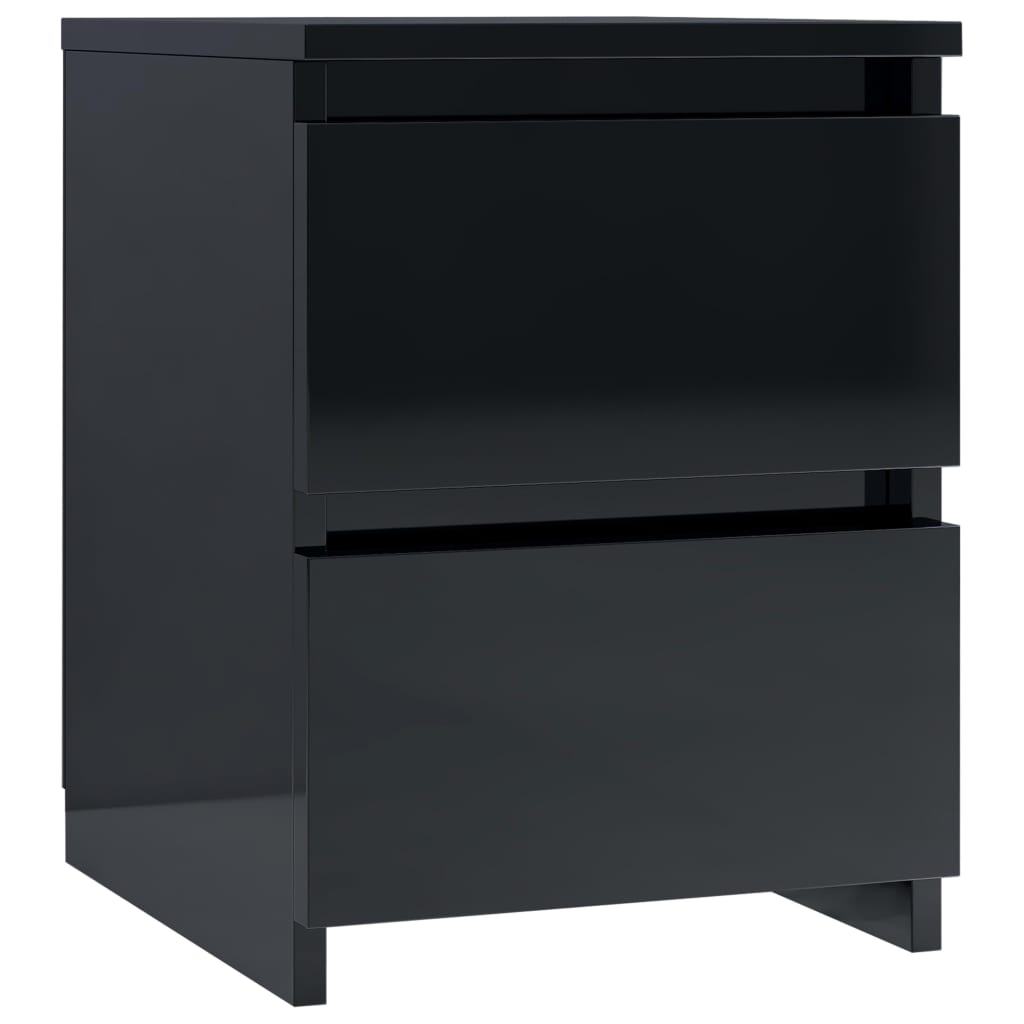 Bedside Cabinets 2 pcs High Gloss Black 30x30x40 cm Engineered Wood