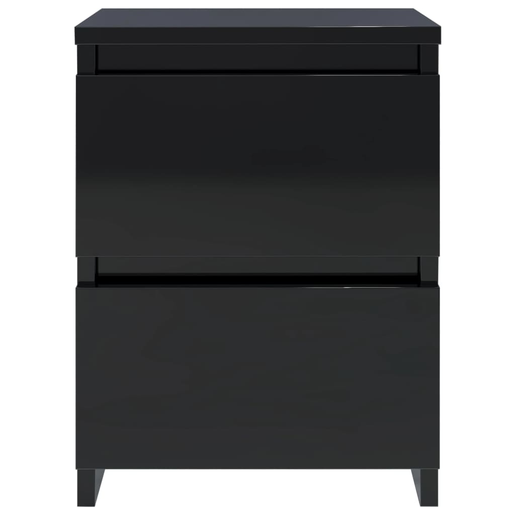 Bedside Cabinets 2 pcs High Gloss Black 30x30x40 cm Engineered Wood