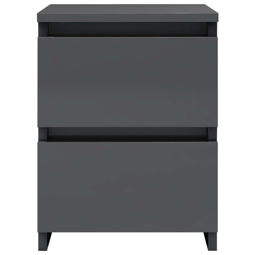 Bedside Cabinets 2 pcs High Gloss Grey 30x30x40 cm Engineered Wood