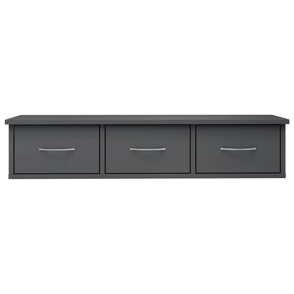 Wall-mounted Drawer Shelf High Gloss Grey 88x26x18.5 cm Engineered Wood