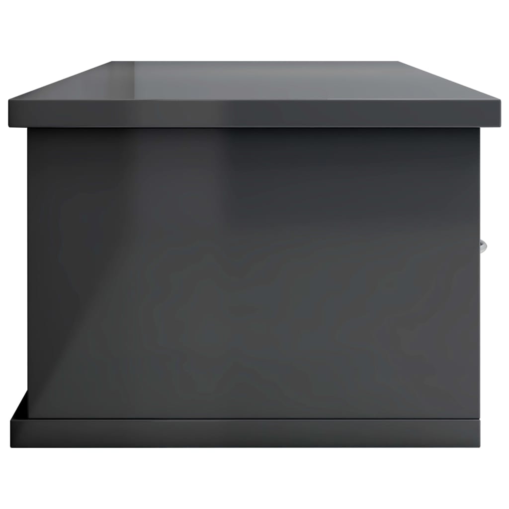 Wall-mounted Drawer Shelf High Gloss Grey 88x26x18.5 cm Engineered Wood