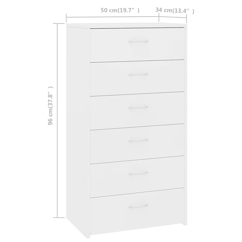 Sideboard With 6 Drawers 50X34X96 Cm Engineered Wood