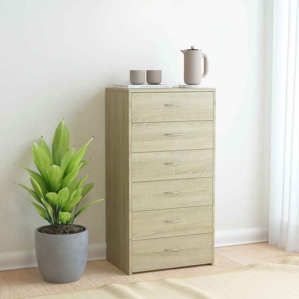 Sideboard With 6 Drawers 50X34X96 Cm Engineered Wood