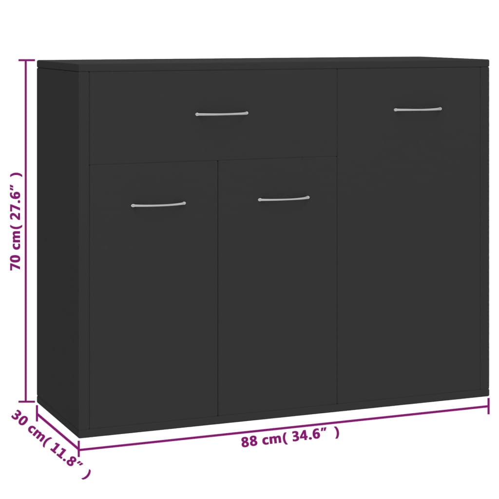 Sideboard Grey 88x30x70 cm Engineered Wood