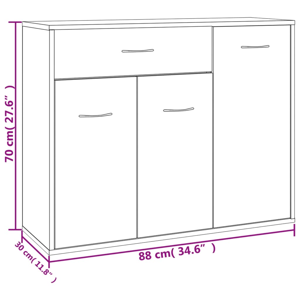 Sideboard Sonoma Oak 88x30x70 cm Engineered Wood