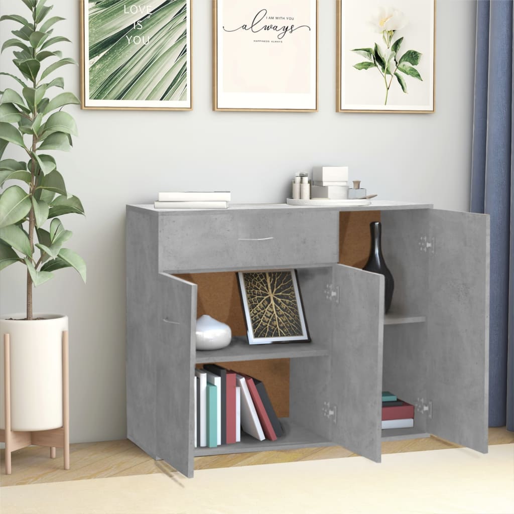 Sideboard Concrete Grey 88x30x70 cm Engineered Wood