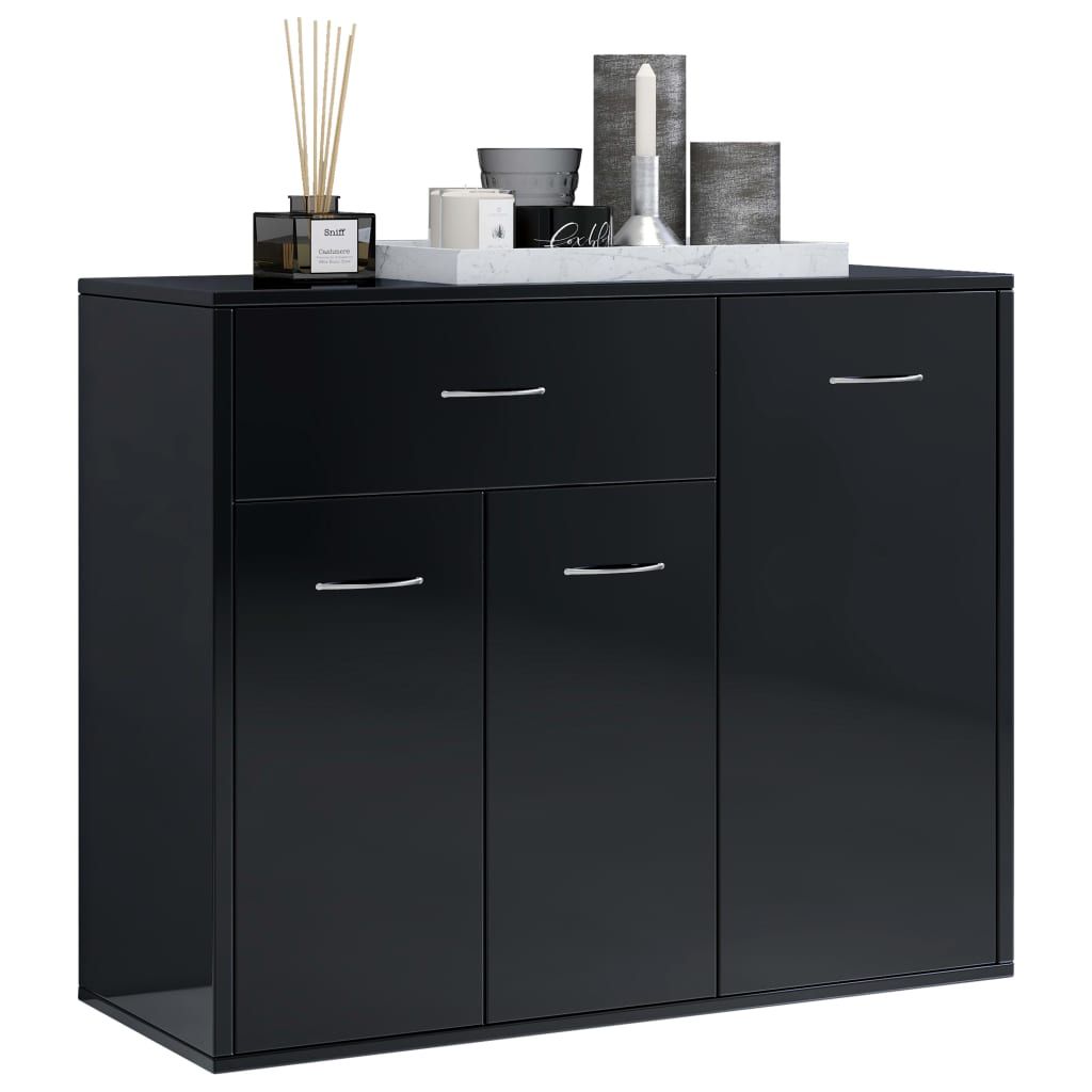 Sideboard High Gloss Black 88x30x70 cm Engineered Wood