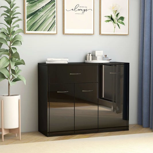 Sideboard High Gloss Black 88x30x70 cm Engineered Wood