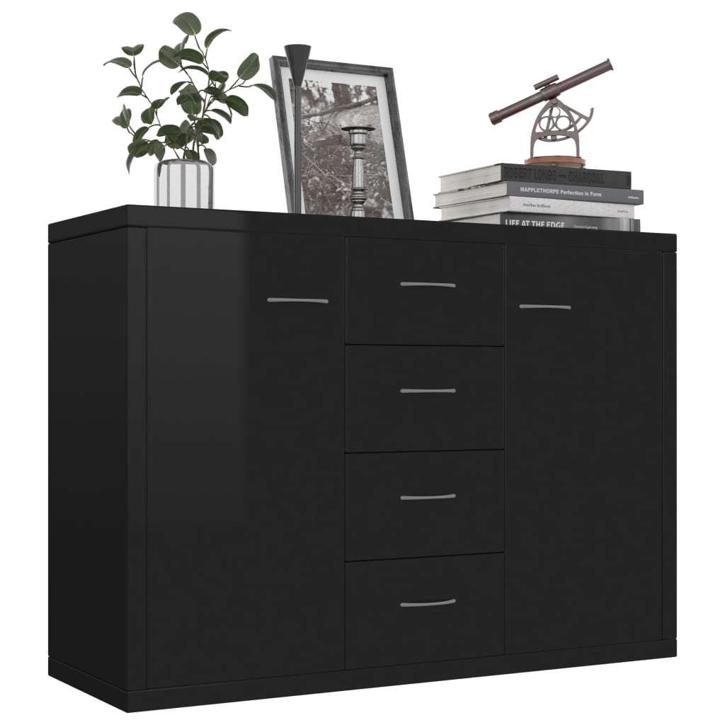 Sideboard High Gloss Black 88x30x65 cm Engineered Wood