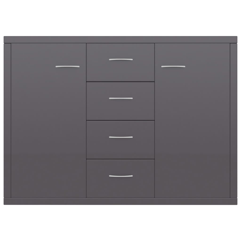 Sideboard High Gloss Grey 88x30x65 cm Engineered Wood