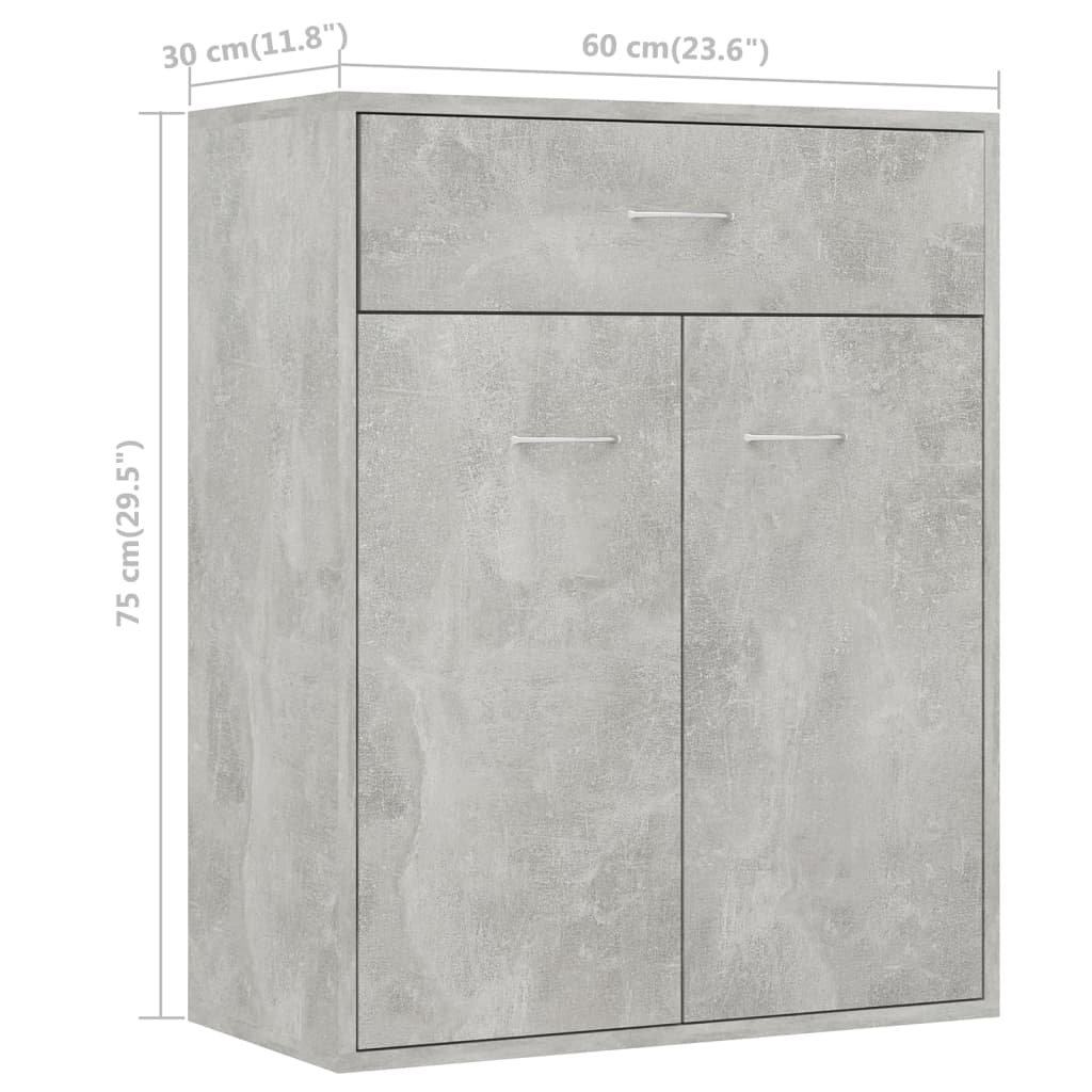 Sideboard Concrete Grey 60x30x75 cm Engineered Wood