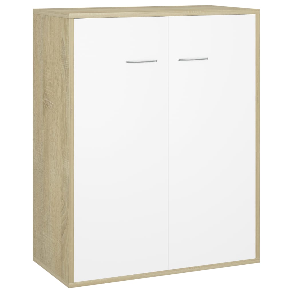 Sideboard White and Sonoma Oak 60x30x75 cm Engineered Wood