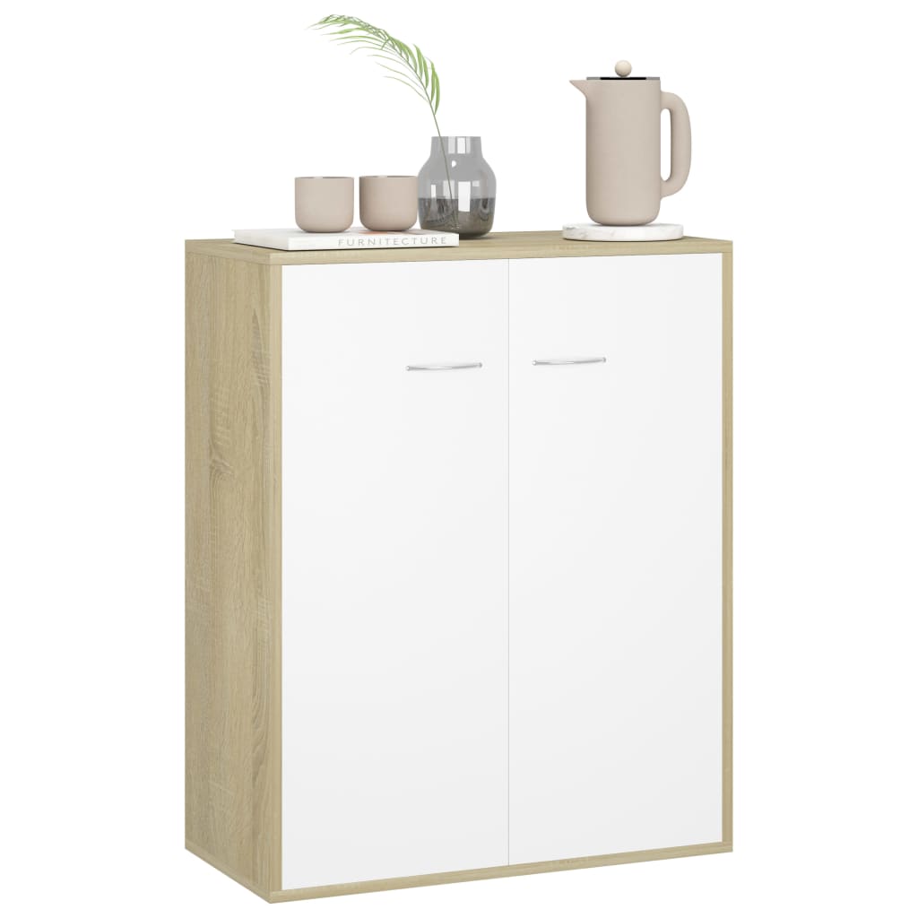 Sideboard White and Sonoma Oak 60x30x75 cm Engineered Wood